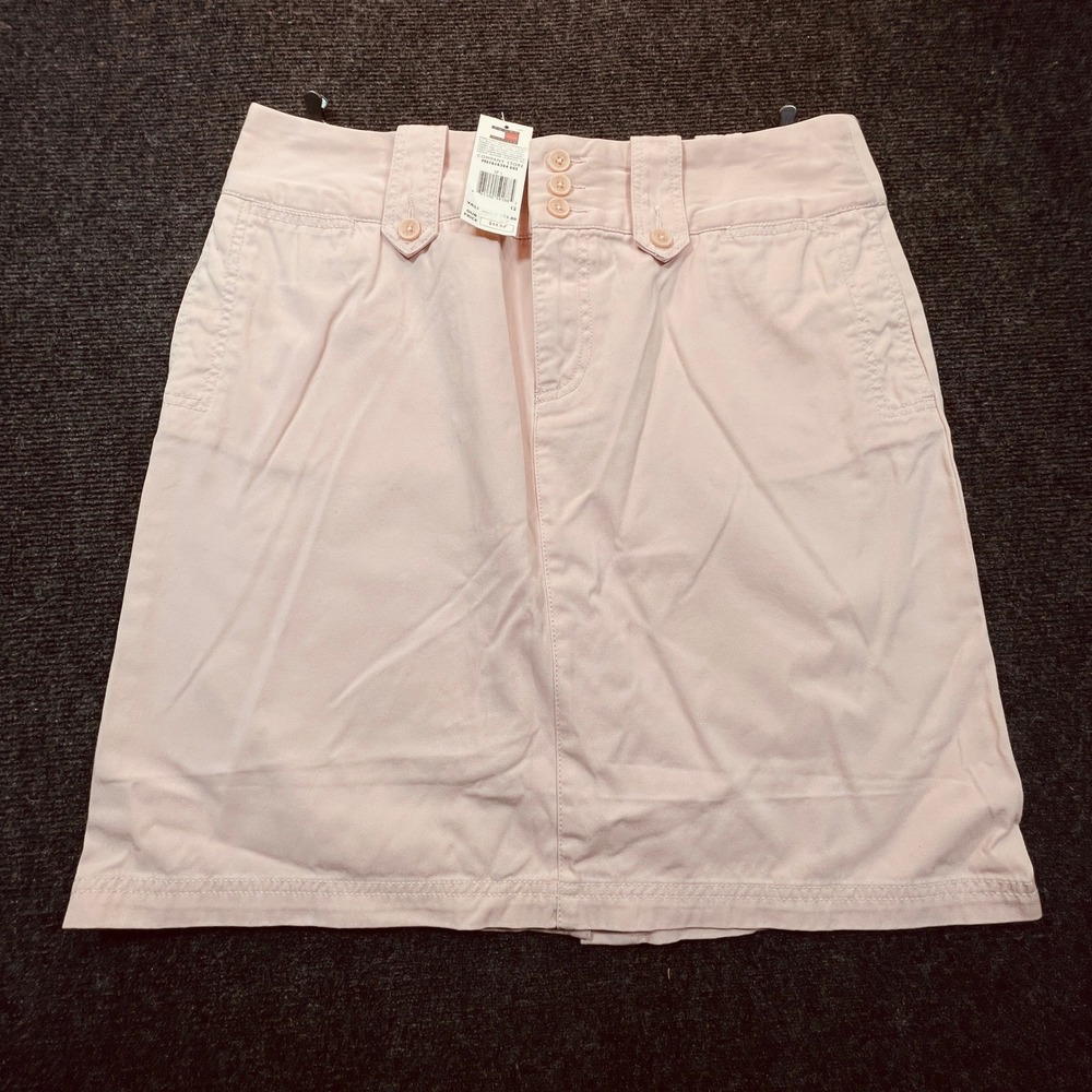 Tommy Hilfiger Y2K NOS Pink Cotton Chino Skirt Womens 12 Preppy Mall Nautical